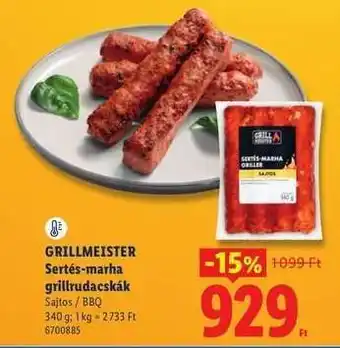 Lidl GRILLMEISTER Sertés-marha grillrudacskák ajánlat