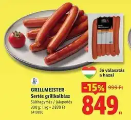 Lidl GRILLMEISTER Sertés grillkolbász ajánlat