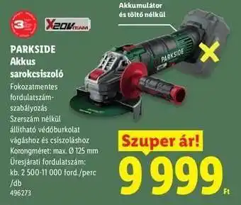 Lidl PARKSIDE Akkus sarokcsiszoló ajánlat