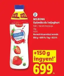Lidl MILBONA Gyümölcsös ivójoghurt ajánlat