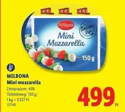 Lidl MILBONA Mini mozzarella ajánlat