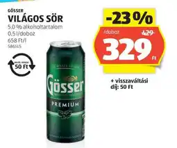 ALDI GÖSSER Világos sör ajánlat
