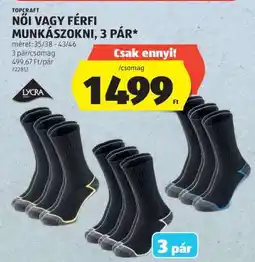 ALDI Női vagy férfi munkazokni, 3 pár ajánlat