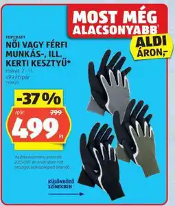 ALDI TOPCRAFT Női vagy Férfi Munkás-, ill. Kerti Kesztyű ajánlat