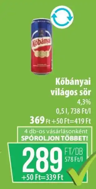 Coop KŐBÁNYAI Világos sör ajánlat