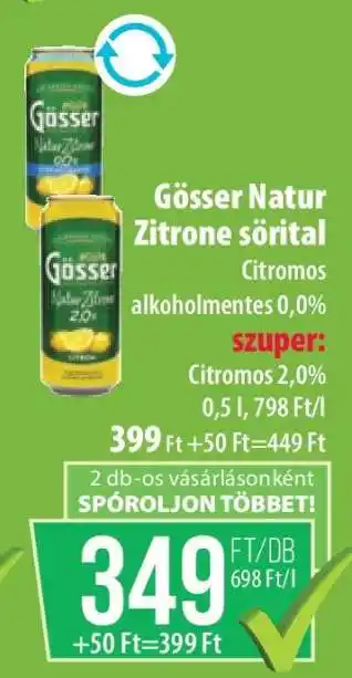 Coop Gösser Natur Zitrone sörital ajánlat
