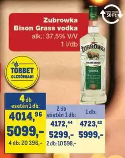 Metro Żubrówka Bison Grass Vodka ajánlat