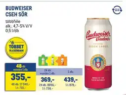 Metro BUDWEISER CSEH SÖR ajánlat