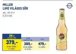 Metro MILLER Lime / világos sör ajánlat