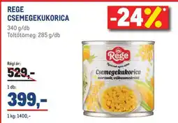 Metro Rege csemegekukorica ajánlat