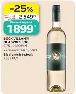 Auchan BOCK VILLÁNYI OLASZRIZLING ajánlat