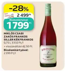 Auchan MIKLÓS CSABI ZAKÓS FRANKOS SILLER KÉKFRANKOS ajánlat
