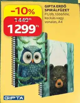 Auchan GIPTA ERDŐ SPIRÁLFÜZET ajánlat
