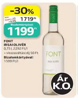 Auchan FONT Irsai Olivér ajánlat