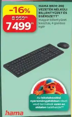 Auchan HAMA WKM-200 VEZETÉK NÉLKÜLI BILLENTYŰZET ÉS EGÉRSZETT ajánlat