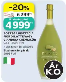 Auchan BOTTEGA PISZTÁCIA, FIOR DI LATTE VAGY GIANDUIA KRÉMLIKŐR ajánlat