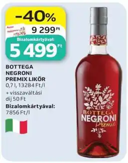 Auchan BOTTEGA NEGRONI PREMIX LIKŐR ajánlat