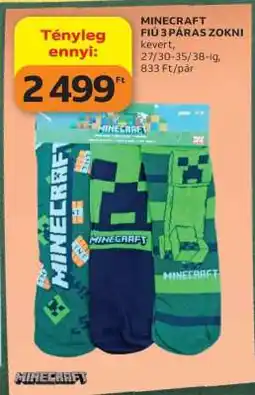 Auchan MINECRAFT FIÚ 3 PÁRAS ZOKNI ajánlat