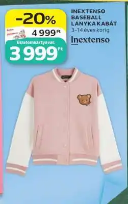 Auchan INEXTENSO BASEBALL LÁNYKA KABÁT ajánlat