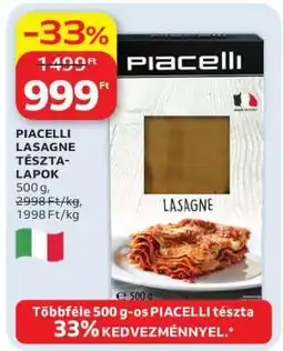 Auchan PIACELLI LASAGNE TÉSZTA-LAPOK ajánlat