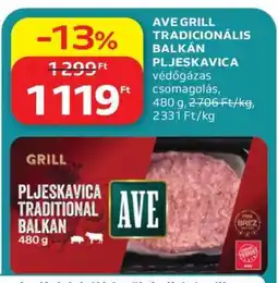 Auchan AVE GRILL TRADICIONÁLIS BALKÁN PLJESKAVICA ajánlat