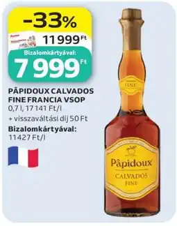 Auchan Pâpidoux Calvados Fine Francia VSOP ajánlat