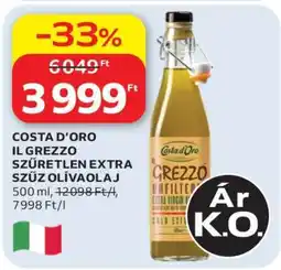 Auchan COSTA D’ORO IL GREZZO SZŰRETLEN EXTRA SZŰZ OLÍVAOLAJ ajánlat
