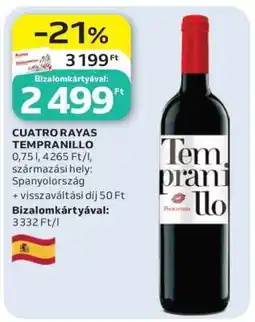Auchan CUATRO RAYAS TEMPRANILLO ajánlat