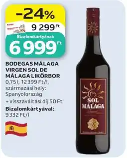 Auchan BODEGAS MÁLAGA VIRGEN SOL DE MÁLAGA LIKŐRBOR ajánlat