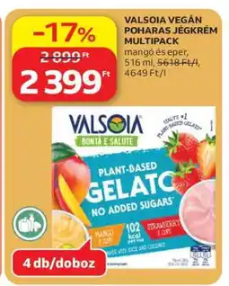 Auchan VALSOIA VEGÁN POHARAS JÉGKRÉM MULTIPACK ajánlat