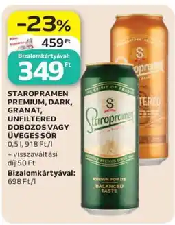 Auchan Staropramen Premium, Dark, Granat, Unfiltered Dobozos vagy Üveges Sör ajánlat