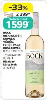 Auchan BOCK IRSAI OLIVÉR, KUPO LA VÖRÖS, FEHÉR VAGY ROSÉ CUVÉE ajánlat