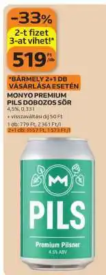 Auchan MONYO Premium Pils Dobozos Sör ajánlat