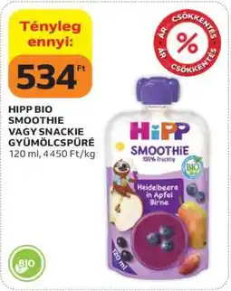 Auchan HIPP BIO SMOOTHIE VAGY SNACKIE GYÜMÖLCSPÜRÉ ajánlat