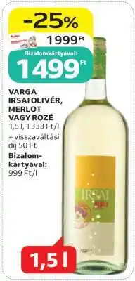 Auchan Varga Irsai Olivér, Merlot vagy Rozé ajánlat