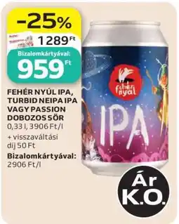 Auchan FEHÉR NYÚL IPA, TURBID NEIPA IPA VAGY PASSION DOBOZOS SÖR ajánlat