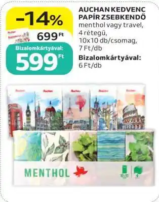 Auchan AUCHAN KEDVENC PAPÍR ZSEBKENDŐ ajánlat