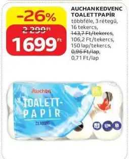 Auchan AUCHAN KEDVENC TOALETTPAPÍR ajánlat