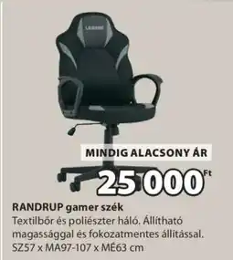 JYSK RANDRUP gamer szék ajánlat