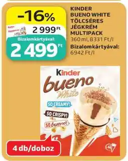 Auchan KINDER BUENO WHITE TÖLCSÉRES JÉGKRÉM MULTIPACK ajánlat