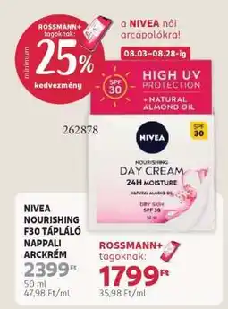 Rossmann NIVEA NOURISHING F30 TÁPLÁLÓ NAPPALI ARCKRÉM ajánlat