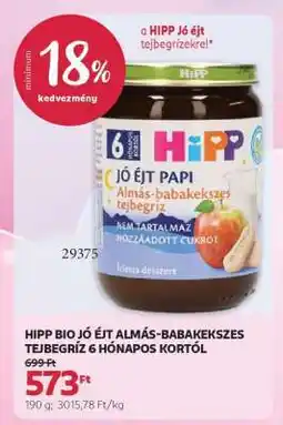 Rossmann HIPP BIO JÓ ÉJT ALMÁS-BABAKEKSZES TEJBEGRÍZ 6 HÓNAPOS KORTÓL ajánlat
