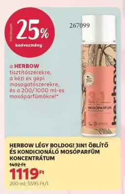 Rossmann HERBOW LÉGY BOLDOG! 3IN1 ÖBLÍTŐ ÉS KONDICIONÁLÓ MOSÓPARFÜM KONCENTRÁTUM ajánlat