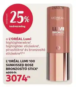 Rossmann L'ORÉAL LUMI 100 SUNKISSED ROSE BRONZOSÍTÓ STICK¹ ajánlat