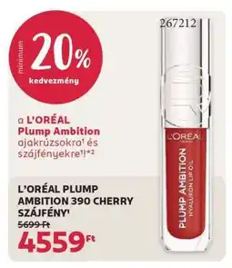 Rossmann L'ORÉAL PLUMP AMBITION 390 CHERRY SZÁJFÉNY ajánlat
