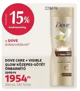 Rossmann DOVE CARE+VISIBLE GLOW KÖZEPES-SÖTÉT ÖNBARNÍTÓ ajánlat