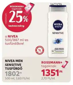 Rossmann NIVEA MEN SENSITIVE TUSFÜRDŐ ajánlat
