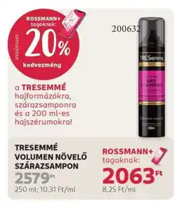 Rossmann TRESEMMÉ VOLUMEN NÖVELŐ SZÁRAZSAMPON ajánlat