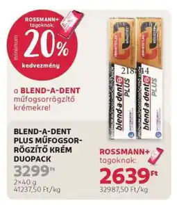 Rossmann BLEND-A-DENT PLUS MŰFOGSOR-RÖGZÍTŐ KRÉM DUOPACK ajánlat