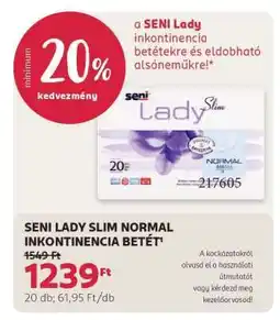 Rossmann SENI LADY SLIM NORMAL INKONTINENCIA BETÉT ajánlat